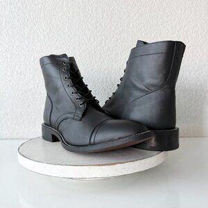 NEW Lane Mens Black Ankle Boots Size 12.5 Lace-up Casual Genuine Leather Sole